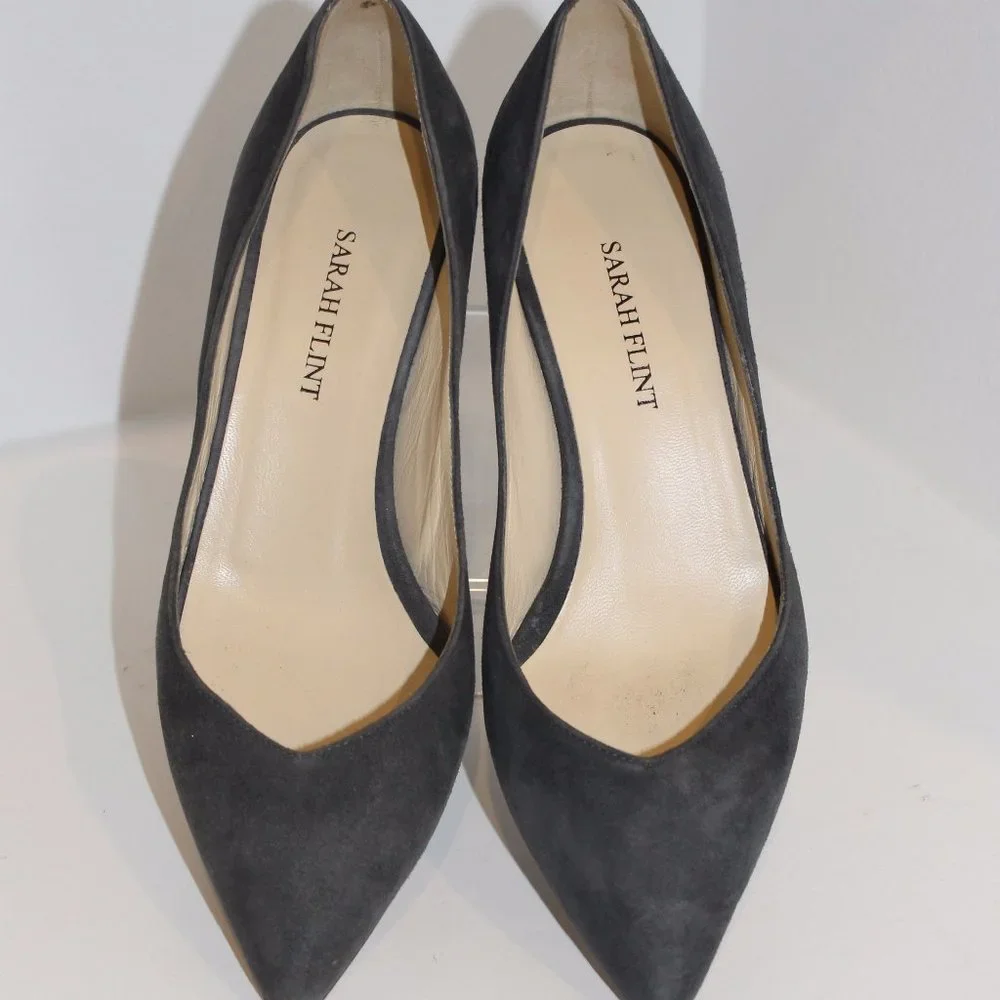 REDUCED Sarah Flint EMMA Gray Suede Closed Toe None Classic Pumps Shoes 35.5